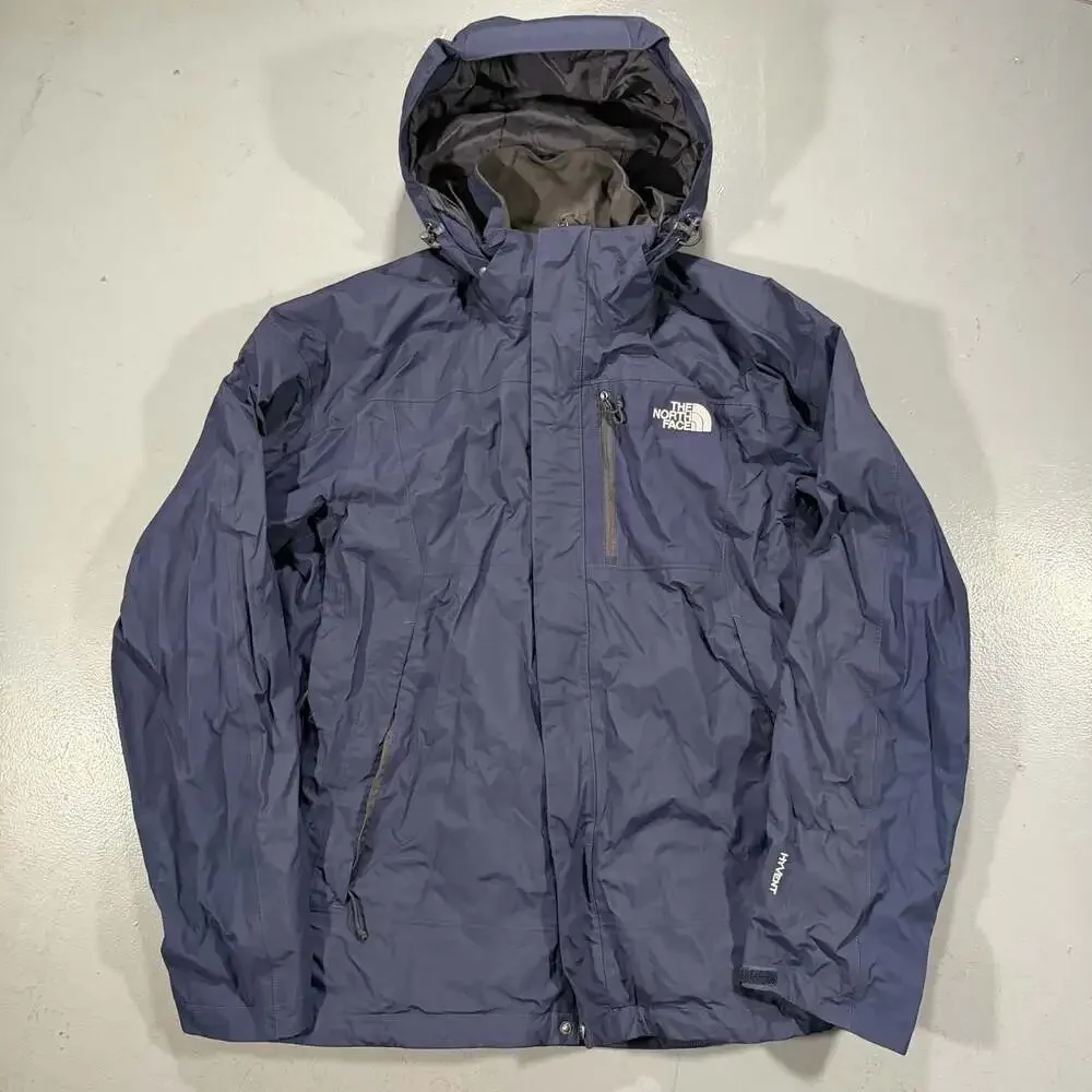 The North Face HyVent Men's Navy Blue Zip Hooded Waterproof Jacket Mens Large